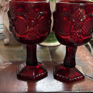 Vintage Avon Cape Cod ruby red wine glasses